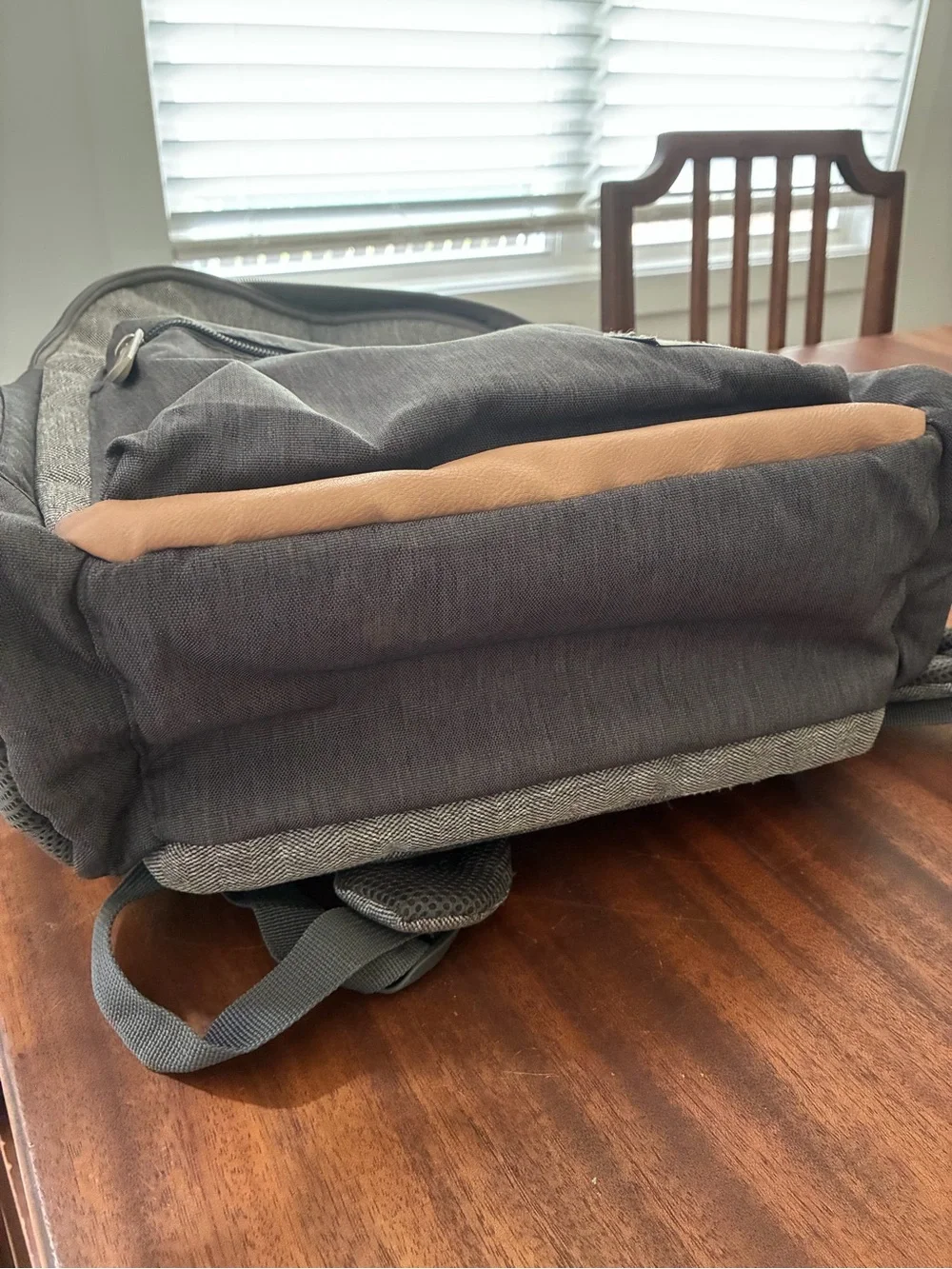 Eddie Bauer Gray and Tan Diaper Backpack